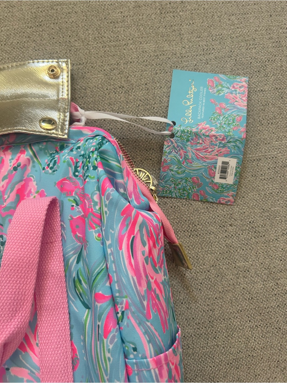 Lilly Pulitzer Aqua & Pink Floral Backpack Tote - Picture 3 of 6